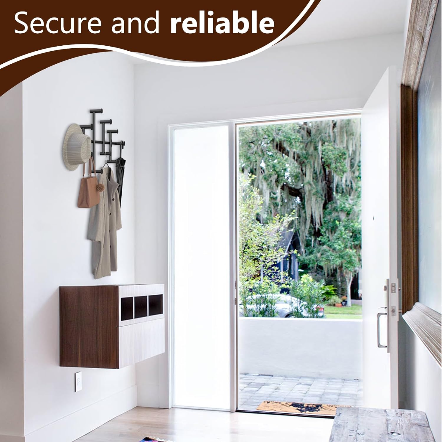 Large Coat Hooks Wall Mount, Minimalist Black Coat Rack Wall Mount, 31'' Long Heavy Duty Coat Rack Wall Mounted with 10 Hook for Room Entryway, Bedroom, Cloakroom, Hallway